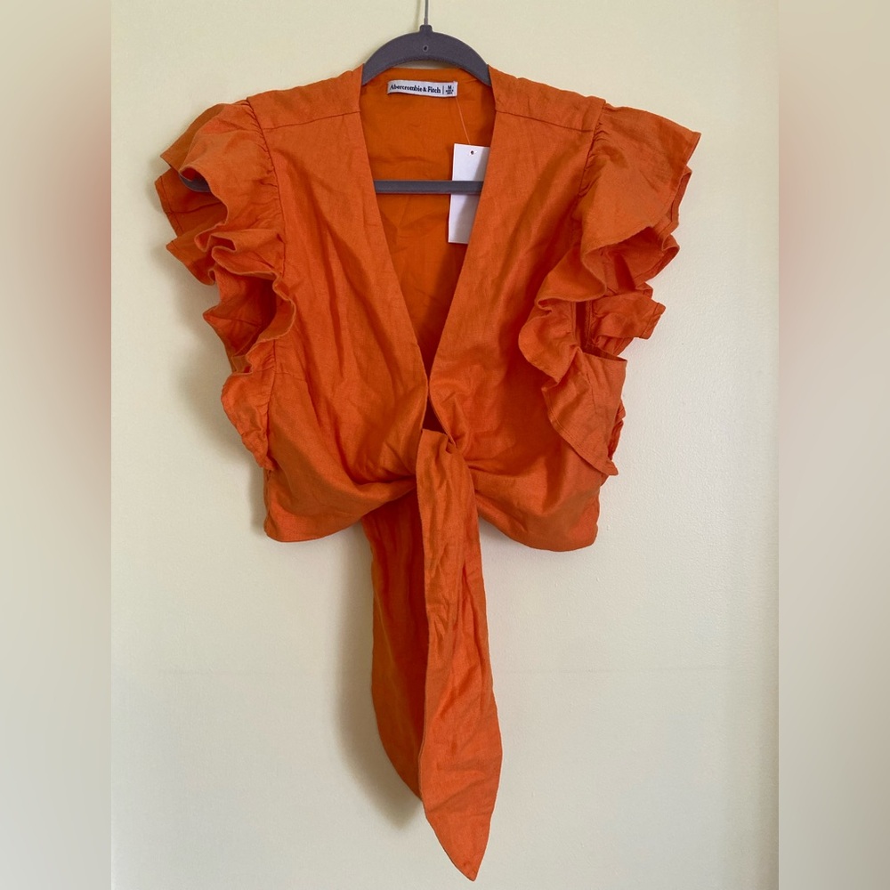 Abercrombie Orange Tie Front Crop Top